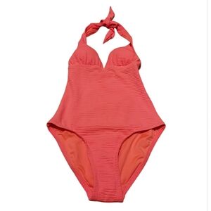 Women’s Small Sol Borne Coral Halter Tie One-Piece Swimsuit